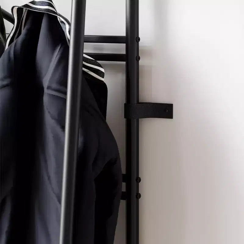 Porte-manteau, Meuble d'entrée 4 en 1, Banc à chaussures et Portant avec cadre en métal, Étagère à 3 niveaux et 10 crochets pour Entrée, Couloir, Chambre à coucher