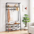 Coat Rack Shoe Bench with 5 Hooks, Entryway Hall Trees with Storage, Multifunctional 4-in-1 Hall Trees Shoe Bench