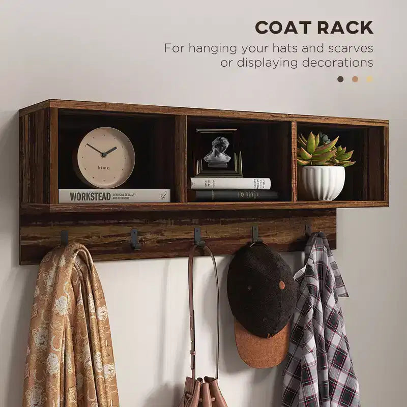 Porte-manteau avec 5 crochets, banc et range-chaussures pour 10 paires de chaussures pour l'entrée, porte-manteau banc à chaussures 2 en 1