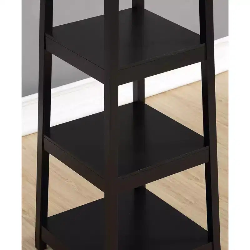 Porte-manteau autoportant avec cadre en bois, meuble d'entrée avec étagères de rangement à 3 niveaux et finition argentée, porte-manteau pour chambre à coucher, salon, noir