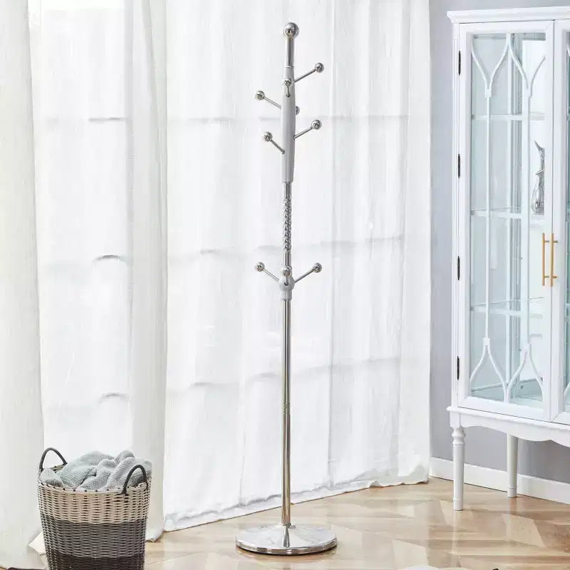 Porte-manteau moderne en acier inoxydable, arbre d'entrée avec support amovible, porte-manteau sur pied pour salon, entrée, chambre, argent