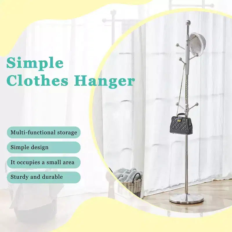 Porte-manteau moderne en acier inoxydable, arbre d'entrée avec support amovible, porte-manteau sur pied pour salon, entrée, chambre, argent