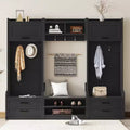 Entryway Hall Tree with Bench and Shoe Storage, 7 Hooks Coat Rack, Drawers, Cabinet, Detachable Multiple Functions Halltree