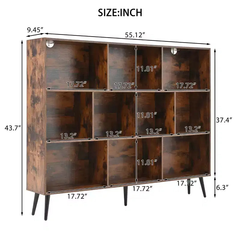 Étagère de rangement moderne à 10 cubes, organisateur de présentation ouvert à 3 niveaux avec base métallique renforcée pour salon et bureau à domicile