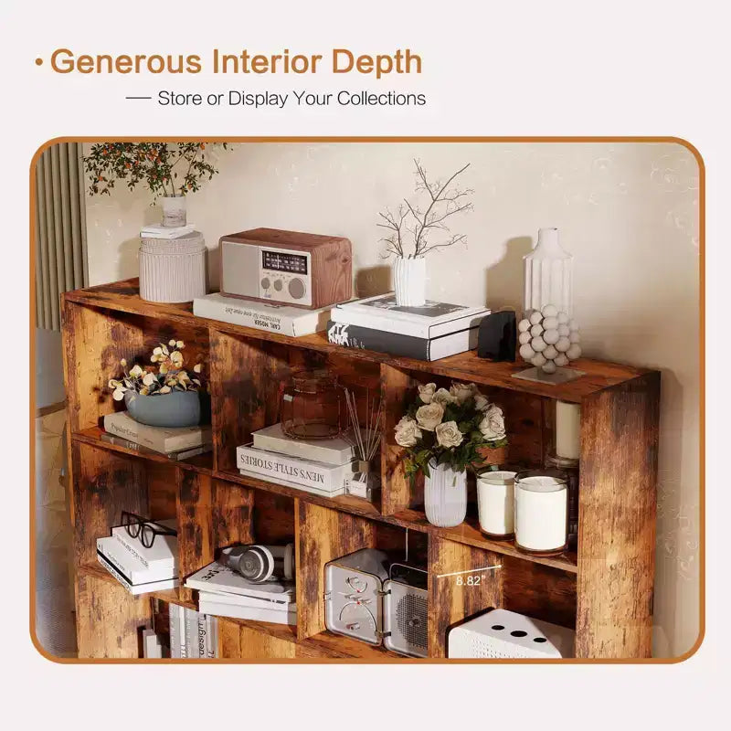 Étagère de rangement moderne à 10 cubes, organisateur de présentation ouvert à 3 niveaux avec base métallique renforcée pour salon et bureau à domicile