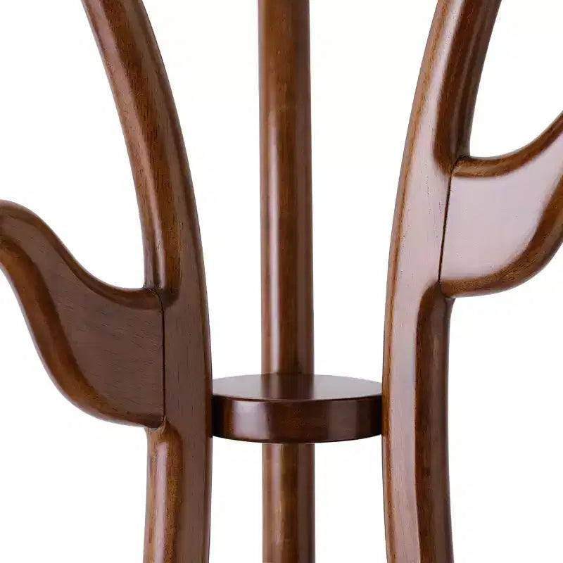 Porte-manteau autoportant créatif en forme de S, porte-manteau en bois massif avec 6 crochets et base ronde robuste, pour manteaux, chapeaux et sacs