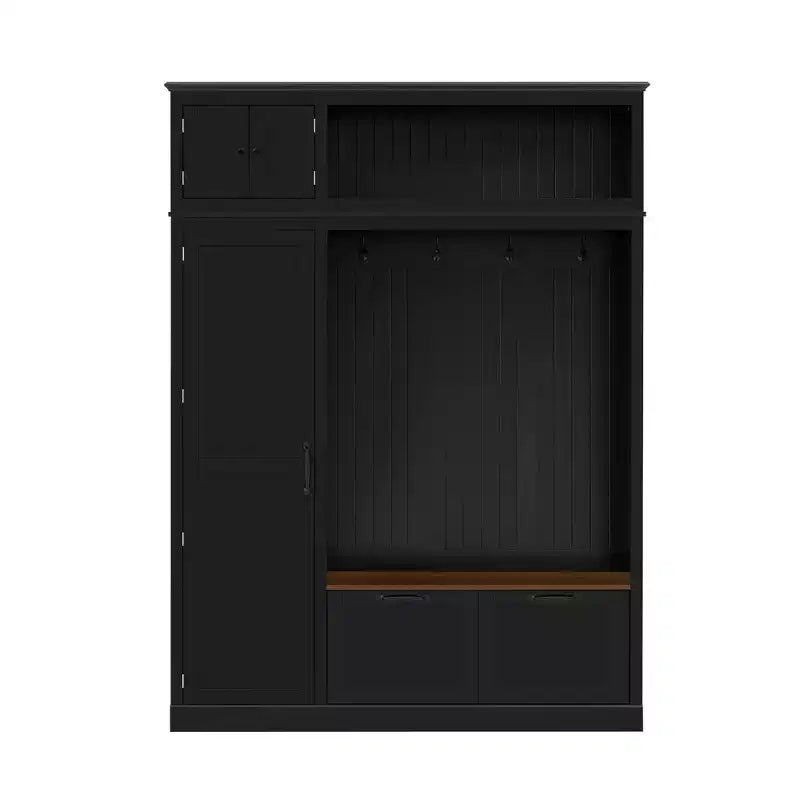 Arbre d'entrée 3-en-1 avec banc, porte-manteau avec meuble de rangement, tiroirs et crochets, organisateur d'entrée multifonctionnel - ModernLuxe