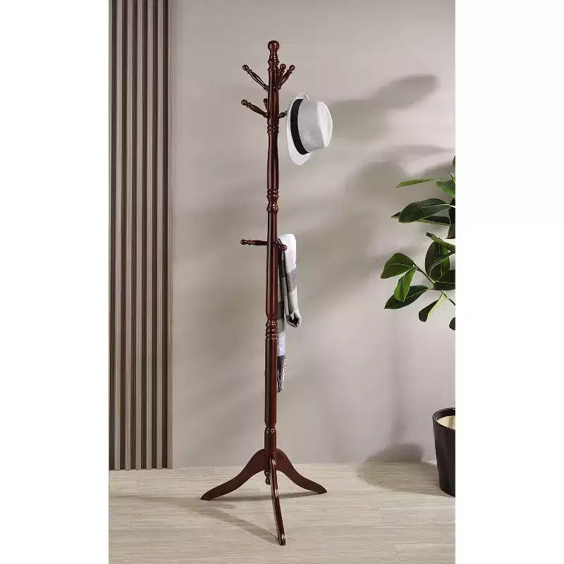 71.5" Portemanteau pivotant en bois de cerisier - Ore International : Rangement pour parapluies, Plateau pivotant, Crochets à double niveau