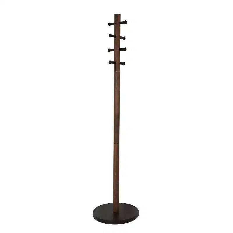 Porte-manteau sur pied Umbra Wood Pillar Noir/Noyer : 8 crochets, autoportant, montage facile, hauteur de 66 po