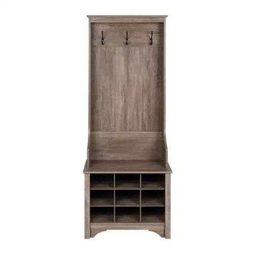 27 Narrow Hall Tree with 9 Shoe Cubbies - Prepac