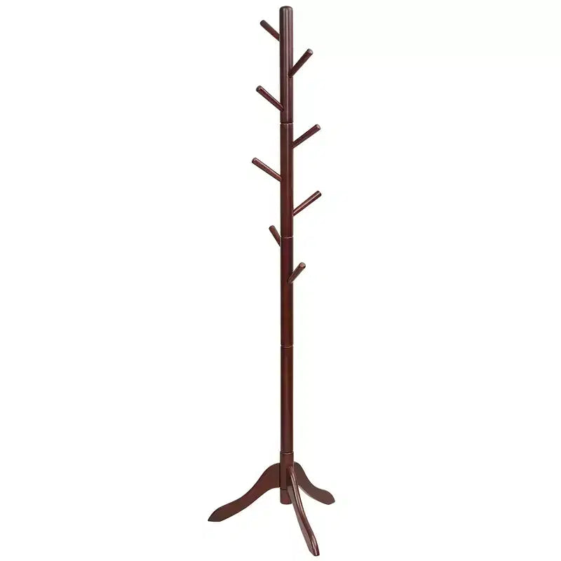 Portemanteau sur pied en bois pour entrée/vestibule avec 2 hauteurs réglables et 8 crochets Gris/Marron