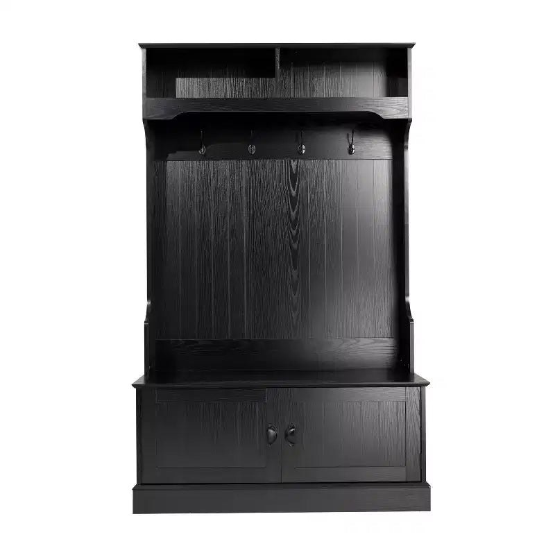 Meuble d'entrée Fraser Flash Furniture avec banc de rangement à double porte, portemanteau avec 4 crochets doubles et 2 compartiments de rangement supérieurs