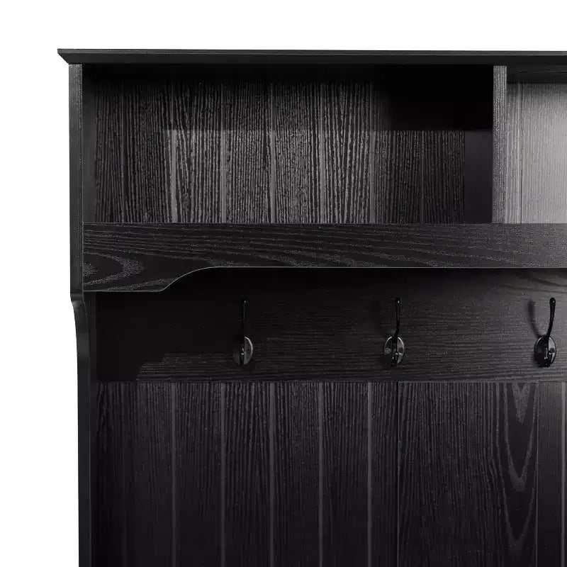Meuble d'entrée Fraser Flash Furniture avec banc de rangement à double porte, portemanteau avec 4 crochets doubles et 2 compartiments de rangement supérieurs