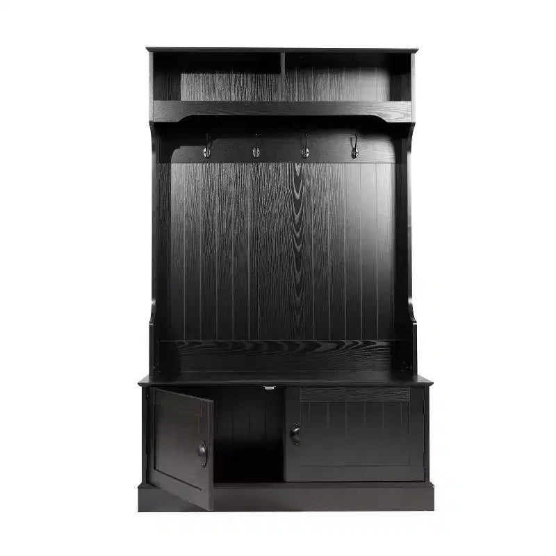 Meuble d'entrée Fraser Flash Furniture avec banc de rangement à double porte, portemanteau avec 4 crochets doubles et 2 compartiments de rangement supérieurs
