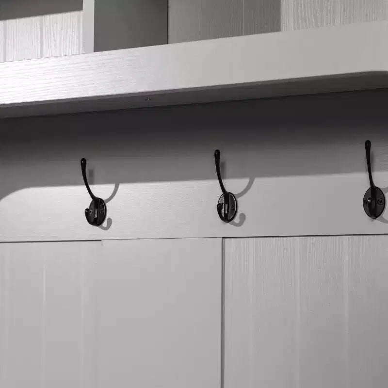 Meuble d'entrée Fraser Flash Furniture avec banc de rangement à double porte, portemanteau avec 4 crochets doubles et 2 compartiments de rangement supérieurs
