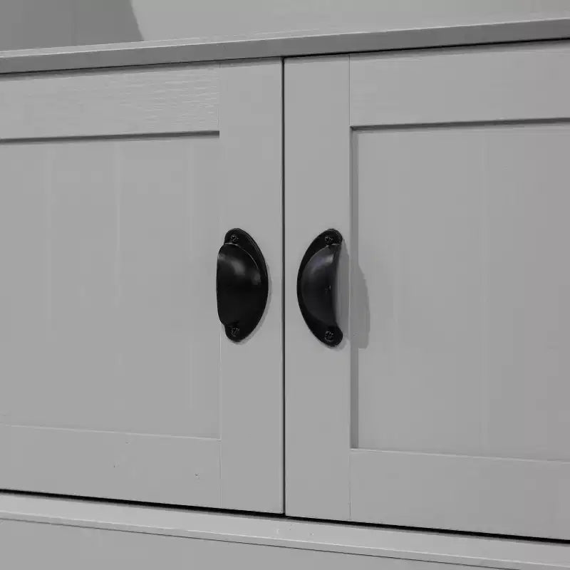 Meuble d'entrée Fraser Flash Furniture avec banc de rangement à double porte, portemanteau avec 4 crochets doubles et 2 compartiments de rangement supérieurs