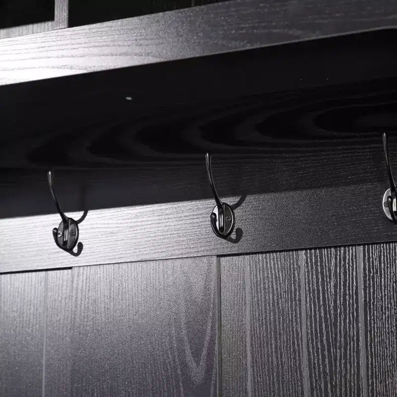 Meuble d'entrée Fraser Flash Furniture avec banc de rangement à double porte, portemanteau avec 4 crochets doubles et 2 compartiments de rangement supérieurs