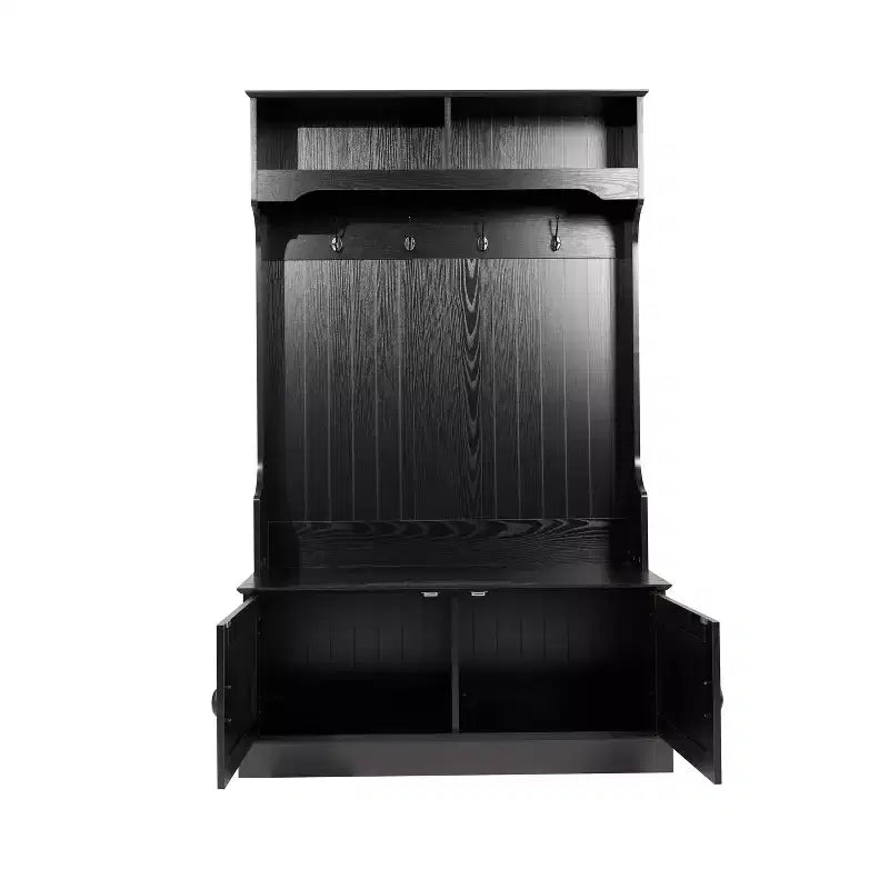 Porte-manteau d'entrée Merrick Lane avec banc, 4 doubles patères, rangement supérieur et rangement sous le banc à double porte
