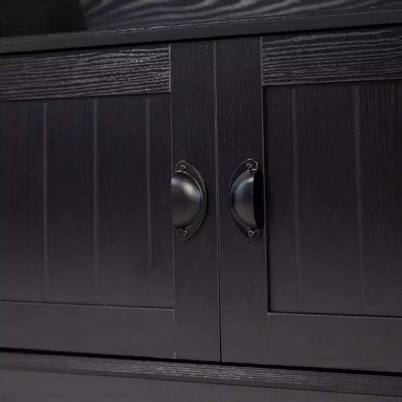 Porte-manteau d'entrée Merrick Lane avec banc, 4 doubles patères, rangement supérieur et rangement sous le banc à double porte