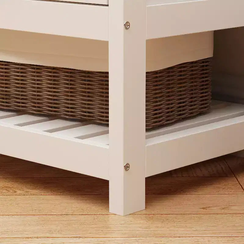 Porte-manteau 3-en-1 en bois Famapy avec banc de rangement à 4 crochets métalliques