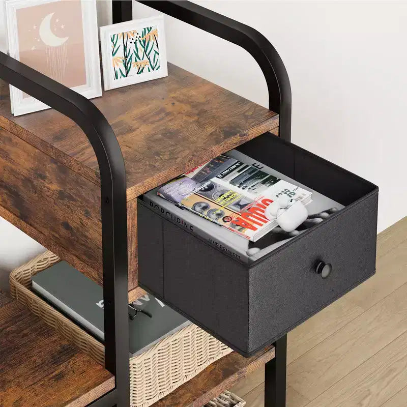 Banc à chaussures Hall Tree, 8 crochets robustes, banc d'entrée industriel 5-en-1 avec tiroir de rangement, portemanteau pour appartement, chambre, marron rustique